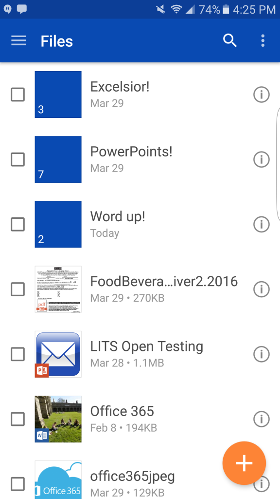 Screenshot of OneDrive app on Android